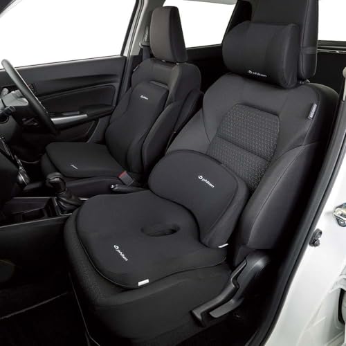 ボンフォーム(BONFORM) シートクッション ファイテン ヒップ用 穴あき 44×44cm ブラック アクアチタン使用 低反発 腰痛 疲労対策 phiten 5815-13BK 中間 画像