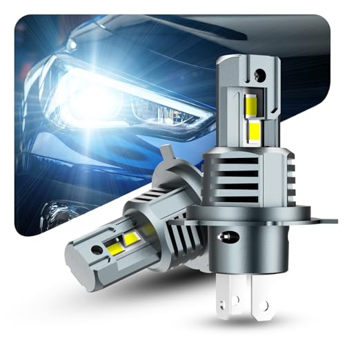 Marsauto H4 LED ヘッドライト Hi/Lo 車検対応 28000LM 6000Kホワイト 爆光 H4 LEDバルブ ハロゲンサイズ 無極性 DC12V 取り付け簡単 55W IP68超強防水性能 高速回転冷却ファン付け 瞬間起動 長寿命 M1S-H4 1枚目 画像
