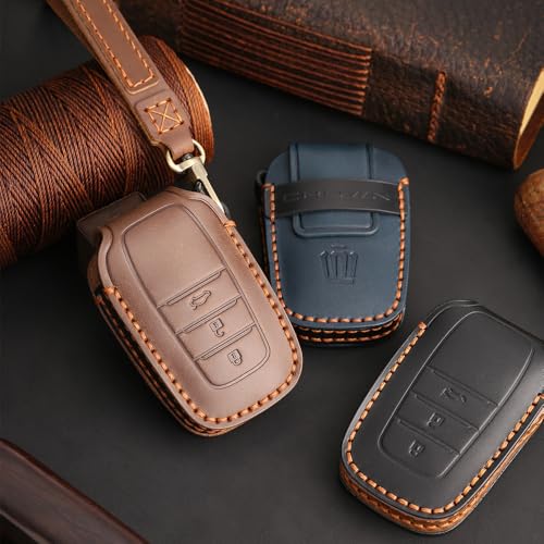 【LEXLEY】トヨタ クラウンクロスオーバー 35系（2022年7月～）クラウンスポーツ 30系 クラウン エステート RS Z 専用 本革 キーケース レザー キーカバー キーホルダー スマートキーケース CROWNロゴ付（ブラック） 中間 画像