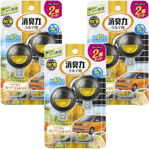 消臭力 クルマ [まとめ買い] 車用 クリップタイプ フレッシュシトラス 3.2mL×6個セット(2個入×3) クルマの消臭力 車 クリップ 消臭剤 消臭 芳香剤 画像1