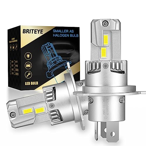 【2023年爆光 新規モデル】Briteye 車/バイク用 LED ヘッドライト H4 Hi/Lo 車検対応 爆光 ホワイト H4 LEDバルブ 32颗高光効LEDチップ搭載 車用 LEDライト 一体型 静音ファン ノイズ抵抗 (2個入) 1枚目 画像