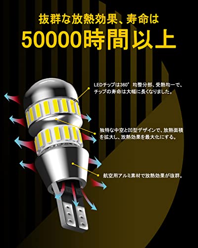 AUXITO T16 LED バックランプ 爆光 4倍明るさUP バックランプT16バックライトT16 / T15 4014 LED 42連 24ヶ月保証 12V 無極性 ホワイト 後退灯 バックライト 50000時間以上寿命 (2個セット) 中間 画像