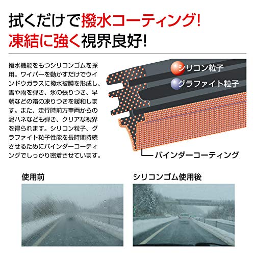 PIAA(ピア) ワイパーブレード 雪用 400mm フラットスノーシリコート 撥水特殊シリコンゴム 替えゴム交換可能 1本入 エアロタイプ 軽量・低重心 FSS40BW 中間 画像