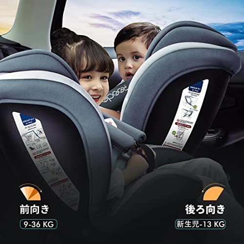 Reecle チャイルドシート 360° 回転式 新生児~12歳頃 (0~36kg) ISOFIX対応 シートベルト固定 (グレー) 中間 画像