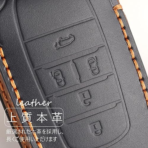 LEXLEYS 【新型キーケース 登場】トヨタ VELLFIRE ヴェルファイア 30系 40系 専用 本革 キーケース レザー キーカバー キーホルダー スマートキーケース VELLFIREロゴ付 キズ防止 カスタムキーケース(ブラック) 中間 画像