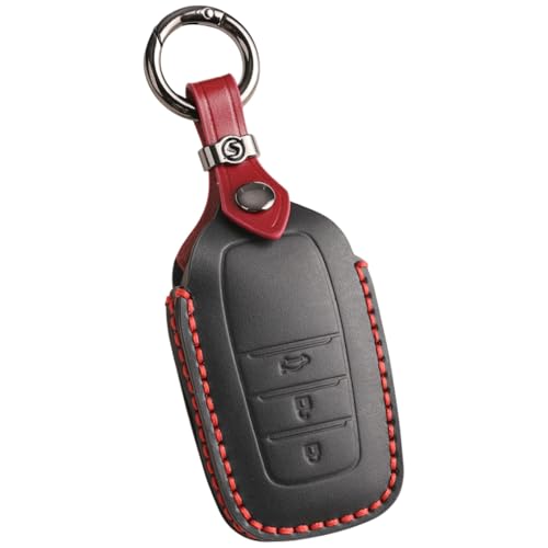 【smasol】新型ハリアー 80系 カローラクロス 2023年 ヤリス クロス キーケース クラウン クロスオーバー キーカバー プリウス 60系 65系 ランクル 250系 300系 カスタム パーツ ドレスアップ (黒 本革 / 3ボタン) 1枚目 画像