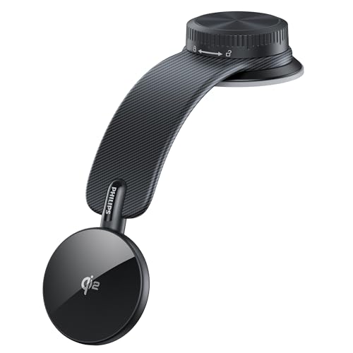 Philips (フィリップス) Qi2対応 車載スマホホルダー 360°回転可能 自由に曲がる magsafeホルダー 15W急速充電 超強力吸着 吸盤ロックダイヤル付き マグネット 携帯ホルダー 真空吸盤 片手操作 カー用品 全機種対応 DLK2305Q 1枚目 画像