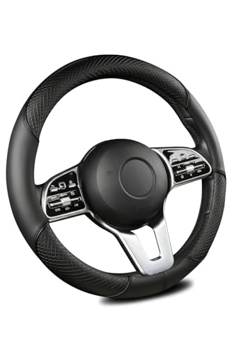 BeneVie ハンドルカバー 軽自動車 普通車 ステアリングカバー 【世田谷ベース掲載（日本ブランド）】 滑らない３点グリップ sサイズ オールシーズン対応 (ブラック) 画像1