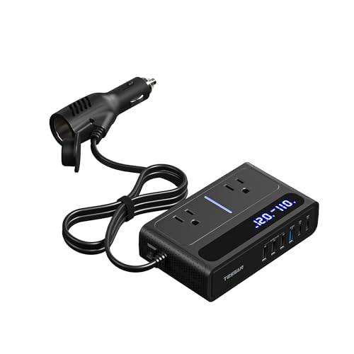 インバーター 12V 100V シガーソケット コンセント 変換 200Ｗ 車載充電器PD 36W 車 コンセント カーインバーター DC11V-17Vを110V変換可 コンバーター 2AC差込口 4つのUSB-Aポート 2つのUSB-Cポート ブラック 画像1