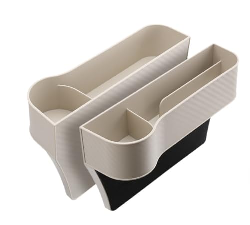 seizar 車 収納ボックス シートサイドポケット 車 サイド収納ボックス カー用品 便利グッズ 車内 多機能 大容量 ドリンクホルダー付き 運転席+助手席 2個入り (カーボンベージュ) 画像1