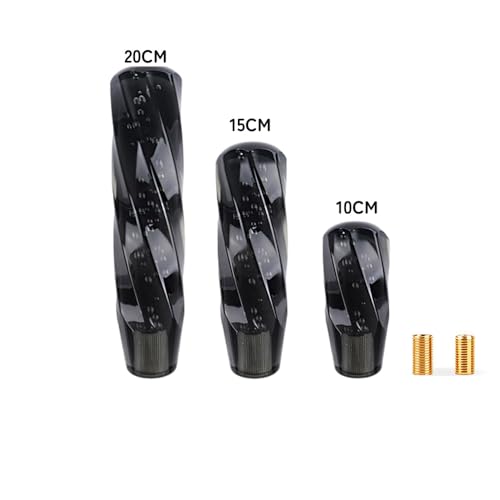 クリスタルシフトノブ 10cm 15cm 20cm 汎用 八角 バブル ツイスト キラキラ 透明 カスタム アダプター付き (ブラック, 15cm) 最後 画像