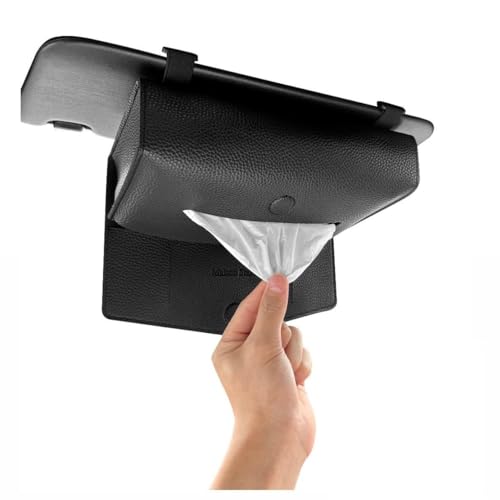 【2way仕様】箱ごと入る 車 ティッシュホルダー ティッシュケース サンバイザー ヘッドレスト カー用品 便利グッズ 車内 (厚型（箱用）, 黒) 画像1