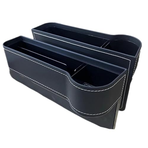 Jacks 車用 シートサイドポケット 隙間収納ボックス カー用品 車内便利グッズ 大容量 小物入れ 多機能 カード入れ ドリンクホルダー 直径7cm以内ペットボトル入れ PU皮革 2個セット 画像1