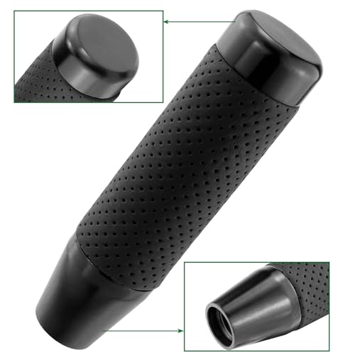 Lunsom 130mm シフトノブ アルミアロイ 車用シフトレバー シフトノブPU革 オートマとマニュアル車に適用します (ブラック) 最後 画像