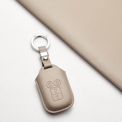 WiiLemzキーケース適合スズキ/suzuki新型スペーシア/ソリオ/ハスラー/ジムニー高級革キーリングキーカバー 4ボタン（灰色） 中間 画像