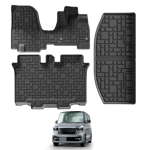 LUCKEASY ホンダ 新型 エヌボックス N-BOX JF5 JF6 専用 フロアマット+ラゲッジマット 3D立体トランクマット (NBOX JF5/JF6 2023年10月~現行) カーマット 立体タイプ 立体構造 Nボックス ラゲッジトレイ TPE素材 防水 耐汚れ 耐摩擦 カスタムパーツ 取付簡単 車種専用設計 アクセサリー 3Pセット 1枚目 画像