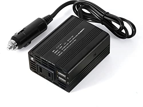 BESTEK インバーター 150W シガーソケット コンセント : DC12VをAC100Vに変換 USB 2ポート 搭載 車載用インバーター 12V車専用 カーインバーター BT6500-BK 画像1