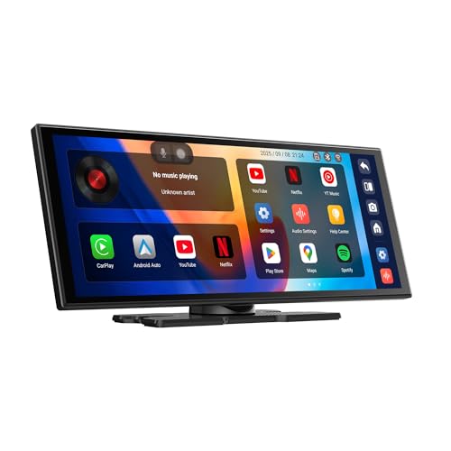 【公式】オットキャスト ScreenAI ポータブルデイスプレイオーディオ Gemini 全言語対応 AI音声コントロール Android 15 大画面タッチパネル CarPlay非搭載車も対応 YouTubeやNetflixなど動画視聴可 ワイヤレスCarplay/AndroidAuto Bluetooth音楽＆通話 AUX接続対応 簡単取り付け 技適マーク認証取得済 1枚目 画像