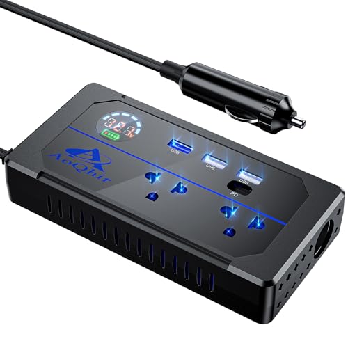 カーインバーター シガーソケット コンセント 200W DC12VをAC100Vに変換 USB 3ポート QC3.0USB急速充電 AC100V電源2口 TYP-Cサポート 修正正弦波 車載用インバーター 1枚目 画像