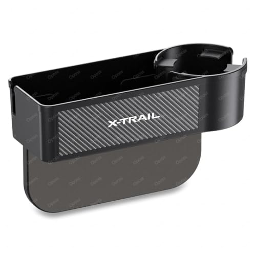 エクストレイル カーシート隙間収納ボックス 車内収納ポケット コンソール シートサイドポケット 車 ドリンクホルダー付きエクストレイル T33系 T32系 車用サイド収納ボックス 車 カー用品 便利グッズ 運転席と助手席左右組換え共通仕様 インテリア (運転席と助手席が共通 1本セット,ブラック) 画像1