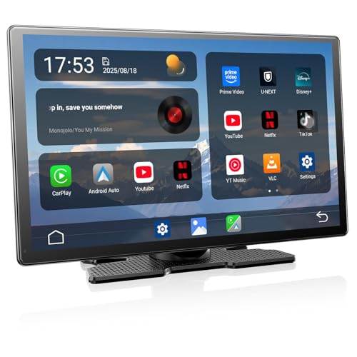 Volamディスプレイオーディオ 9インチ大画面carplay モニター YouTubeやNetflixも視聴可能 ワイヤレスCarPlay/Android Auto対応 画面壁紙と起動動画DIY可能 ナビ 音楽/通話/音声操作（Siri/Google）Bluetooth/AUX/FM 取付け簡単 技適取得済オンダッシュモニター 1枚目 画像