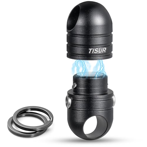 [TISUR]キーホルダー マグネットリリーサー 【耐荷重20kg】ダブルサイドボタン 磁石 強力 ロック機能 分離型 クイックリリース おしゃれ 車 キーホルダー (1, アルミブラック＋ステンレスリング2個) 画像1