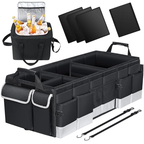 Oasser トランクボックス 車 収納ボックス 95L大容量 保冷保温 折りたたみ可能 蓋付き 車用収納ボックス トランク ラゲッジルーム 収納 車用 収納ケース 黒 1枚目 画像