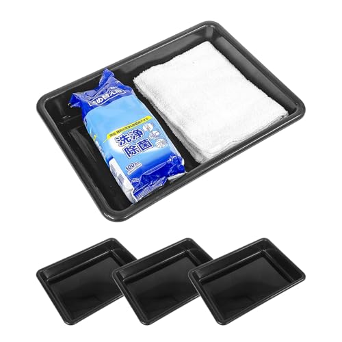 セイワ(SEIWA) 収納用シューズトレイ Sサイズ 縦33cm×幅24cm×高さ5.5cm ブラック 4枚セット IMP316 車用 ガーデニング オフィス 靴置き マルチに使える 万能トレイ 画像1