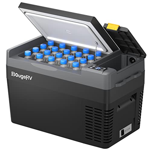 BougeRV 車載冷蔵庫 29L -22℃~10℃ 急速冷凍 ポータブルれいぞうこ 【バッテリーは別売りで、内蔵可能】車載冷蔵冷凍庫 3WAY電源 DC12V/24V AC100V 大容量 クーラーボックス 電気式 電動 静音 省エネ 2室 小型 車載家庭両用 トラック 冷蔵庫 AC・DCコード 車中泊 キャンプ 釣り アウトドア 買い物 CR Pro 29L (Large 29L ブラック) 1枚目 画像