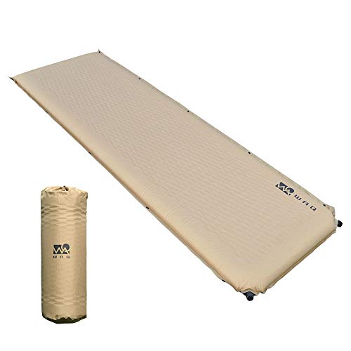 WAQ キャンプマット 車中泊マット 厚手 8cm コンパクト R値 6.0 特殊ウレタン 軽量 インフレーターマット (TAN) 画像1