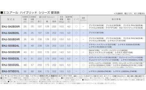 GSユアサ (ジーエスユアサ) EHJ S42B20R ECO.R HV トヨタ系ハイブリット乗用車専用 補機用バッテリー GS YUASA 2024年モデル 中間 画像