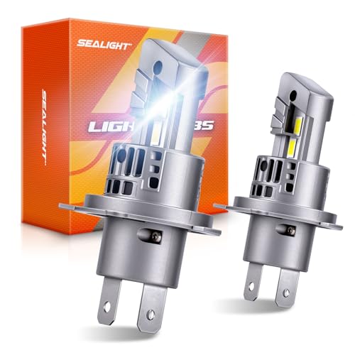 【800倍明るさUP】SEALIGHT 高輝度H4 LEDヘッドライト 30000LM・6500K・50W・4つの冷却機能・20000RPM静音ファン 32連7535 CSP Hi/Lo切替 キャンセラー内蔵 DC9V-16V 車検対応 1:1サイズ 無極性＆ポン付け 四重放熱 60000時間長寿命 瞬間起動 ノイズ防止 IP67防水 車/バイク 2個入り 2年保証 S1pro-H4 画像1