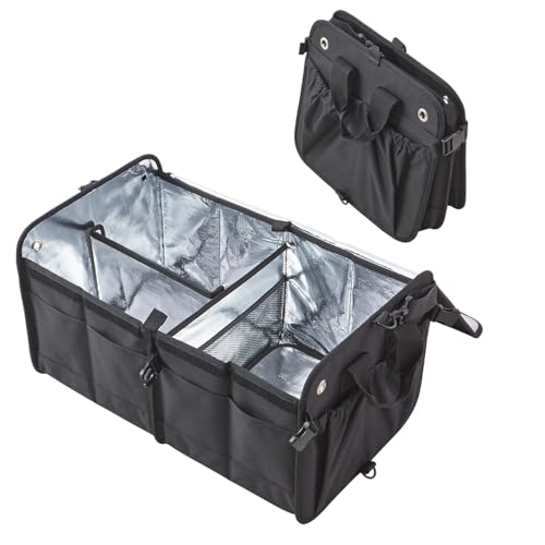トランク収納 車用 収納ボックス 52L 大容量 折りたたみ 保冷バッグ 保温バッグ 防水 撥水 固定ベルト ショルダー付き 車内整理 アウトドア キャンプ 旅行 買い物 画像1