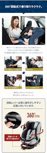 Nebio チャイルドシート 新生児 回転式 0歳から12歳頃まで ISOFIX R129適合 ジュニアシート ロングユース 赤ちゃんグッズ ベビーグッズ 出産祝い リクライニング 360° 洗える 取付簡単 ターンピット ネビオ 中間 画像