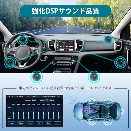 2DIN 7インチカーオーディオ統合ナビゲーション,30バンドEQ,1024 x 600pディスプレイ,ステレオ受信機,スマートフォンに接続されたワイドFM/AM,有線/無線CarPlay/AndroidAuto＆ミラリング,リアカメラ 中間 画像