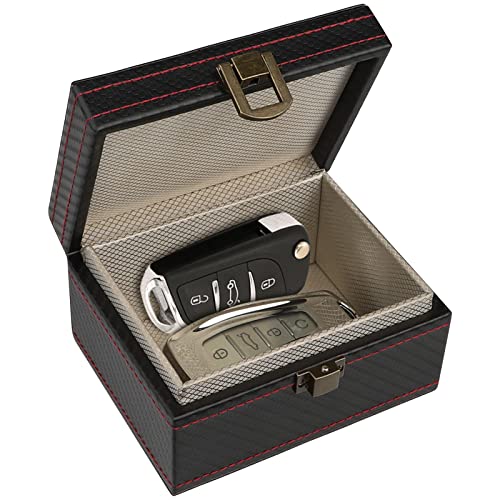 リレーアタック防止用キーケース [小型] Diyifeプレミアム・レザー リレーアタック防止 、カーキー容量スマートキー収納 信号電波遮断キーケース おしゃれ 耐久 ブラック 日本語説明書付き 画像1