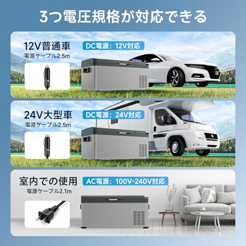 車載冷蔵庫 ポータブル冷蔵庫 急速冷凍 20L -22℃～20℃ 省エネ 2WAY電源対応 AC100V 静音 車載家庭両用 ポータブル 低電圧保護 取扱説明書付き 中間 画像