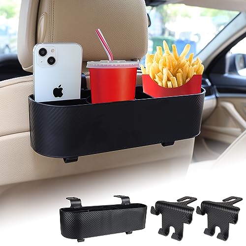 [momonala] 車 ドリンクホルダー シートバックホルダー 多機能 取り付け簡単 便利 車用スマホホルダー スマホ カー用品 車内 車用品 収納 大容量 後部座席用 （車用収納ポケット2個）（車用収納ボックス1個+カーシートフック2個） 画像1