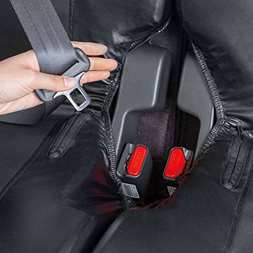 ボンフォーム(BONFORM) シートカバー レザーマッチ 軽自動車 軽・後席5:5分割用 抗菌防臭 枕カバー2個付 伸縮レザー生地 4041-27BK 中間 画像