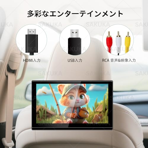 【 一年保証】 SAKUKA ヘッドレストモニター Android TV 搭載 APP スマートリアモニター 後部座席モニター 車載モニター車載テレビ IPS モニター 11.6インチ 大画面 HDMI AV USB 入力 日本語説明書／音声リモコン／ブラケット付き 中間 画像