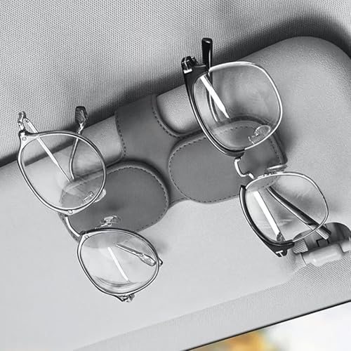 車 サングラスホルダー レザー メガネホルダー 車載用サングラスホルダー 取り付け簡単 チケット カード収納 眼鏡ホルダー カードクリップ車用 サンバイザー取付 カー用品 車載収納用 便利グッズ 1枚目 画像