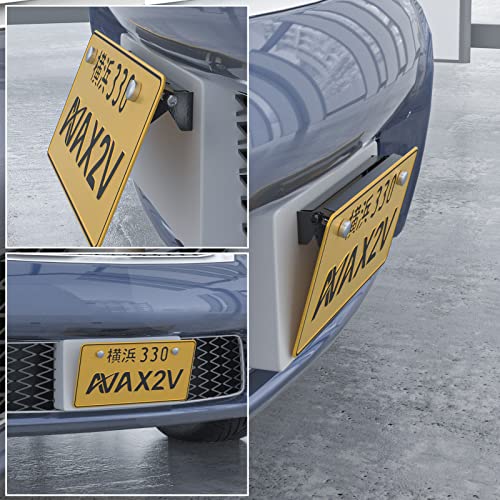AX2V ナンバーステー 盗難防止ネジセット付き 車用 角度調整 高さも調整でき ナンバープレートステー ナンバーベース ステンレス製 1個入り ブラック 最後 画像