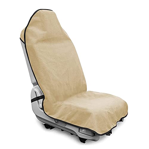 シートカバー 車用 防水 軽自動車 軽/普通車用 汎用 前席用 ずれにくい フロント1枚 汚れ防止 取付簡単 丸洗いOK シート保護 (ベージュ) 1