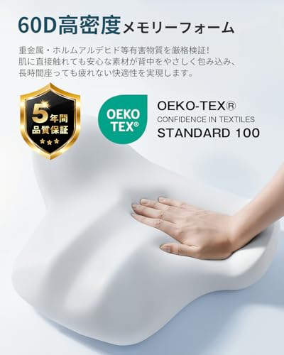 車 クッション オフィスチェア ランバーサポート 腰クッション 【低反発 スペースメモリーフォーム】人間工学 腰サポート 体圧分散 全シーンで腰を守り オフィス ドライブ 出張 旅行 勉強の長時間着座も無負担 日本語取扱説明書 KB-BKの特徴・詳細 画像