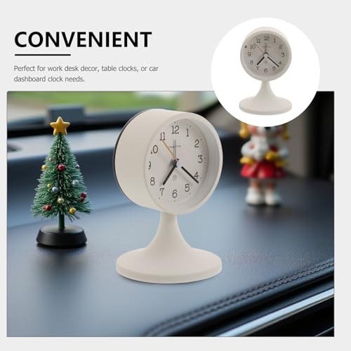 TOMETURE 車用アナログ時計 ダッシュボード固定式 丸型金属製置時計 電池式静音クォーツ 夜間ライト付き 車内インテリア装飾用の特徴・詳細 画像