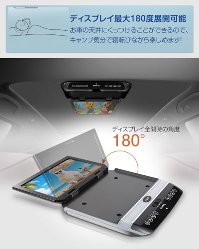 EONON フリップダウンモニター 10.1インチ 1024*600 WSVGA液晶デジタルスクリーン 車載リアモニター 超薄型 IRヘッドホン対応 タッチパネル搭載 電源状態記憶機能 車 後部モニター タッチ操作ボタン (L0122) 中間 画像