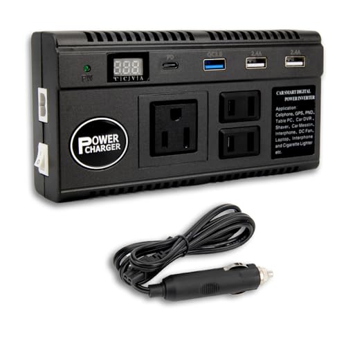 【急速充電】カーインバーター 車載充電器 120W DC12V 24V をAC110Vに 変換 修正弦波 インバーター カーチャージャー 車 コンセント 12V車 ＆ 24Vトラック 対応 アダプター ACコンセント 3口/2口 ×3 USBポート ×3 PDポート x1 シガーライターソケット×2 直流交流変換装置 シガーソケット 交換可能なヒューズ2本入 画像1