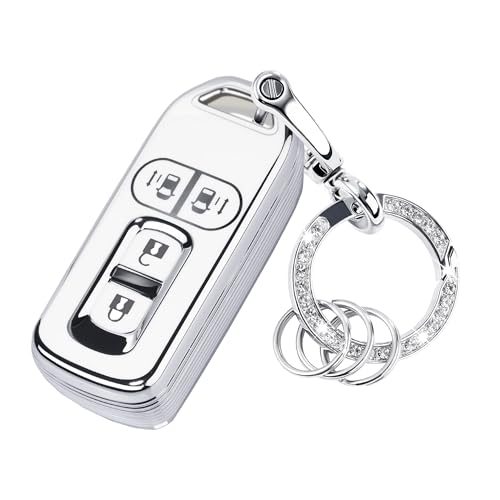 [Unhoke] N-BOX キーケース Nシリーズ JF1 JF2 JF3 JF4 キーカバー nbox スマートキーケース キーホルダー 高級 軽量 傷防止 TPU製 4ボタン おしゃれ (銀白) 画像1