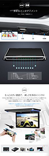 （CM156HD）XTRONS 最新 15.6インチ 大画面 フリップダウンモニター 1920x1080 解像度 超薄 軽 HDMI対応 1080Pビデオ対応 外部入力 ドア連動 水平開閉180度 USB・SD 中間 画像