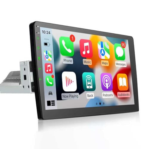 ディスプレイオーディオ 10インチ 1din カーステレオ大画面の高精細QLED液晶パネル採用【Carplay Android Auto/ミラーリング ワイヤレス/有線接続対応】YouTube地図ナビなどのアプリ対応 カーオーディオ WiFi/Bluetooth音樂・通話/RCA/日本FMラジオ機能搭載 ステアリング/バックカメラ連動 技適取得済み品 1